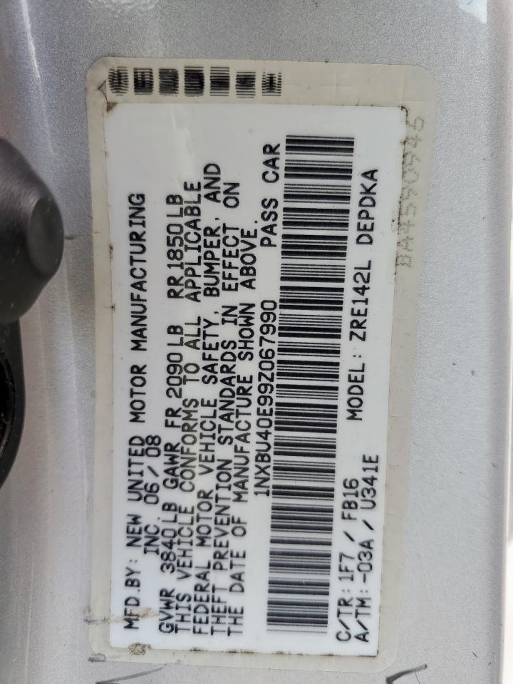 2009 Toyota Corolla Base VIN: 1NXBU40E99Z067990 Lot: 57042475
