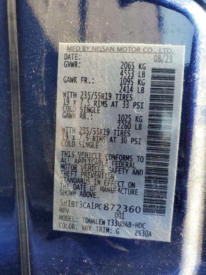 5N1BT3CA1PC872360 2023 Nissan Rogue Sl