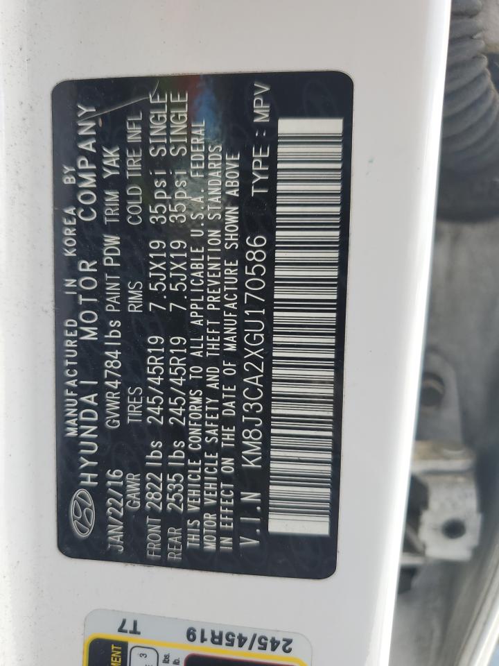 2016 Hyundai Tucson Limited VIN: KM8J3CA2XGU170586 Lot: 57794425