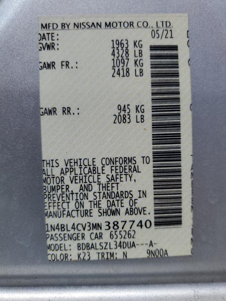 1N4BL4CV3MN387740 NISSAN ALTIMA 2021