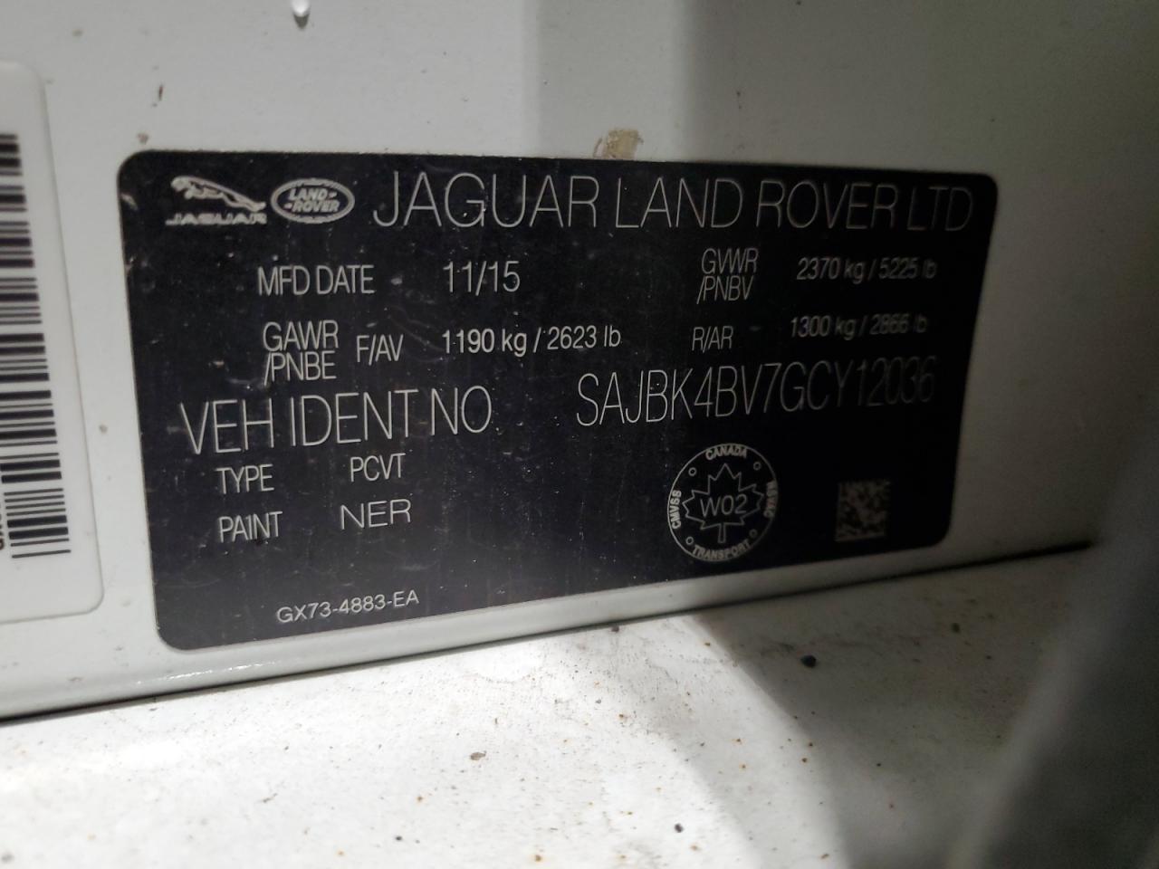 2016 Jaguar Xf Prestige VIN: SAJBK4BV7GCY12036 Lot: 57208875