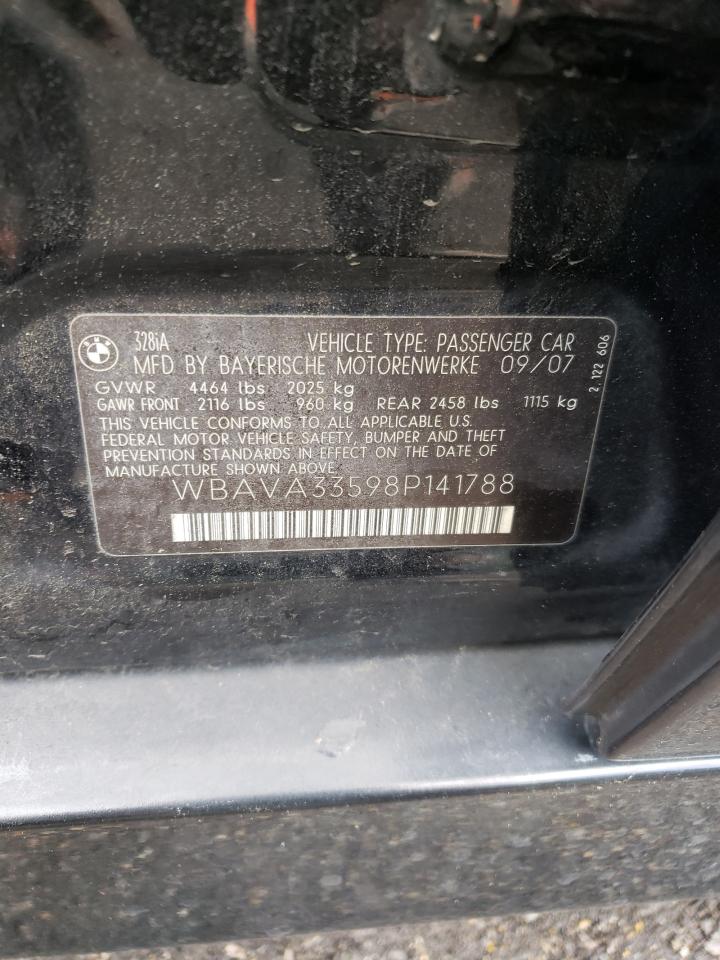 2008 BMW 328 I VIN: WBAVA33598P141788 Lot: 58193035