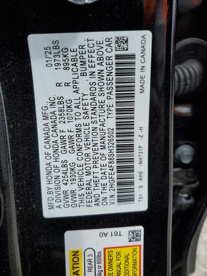 2HGFE4F88SH326502 HONDA CIVIC 2025