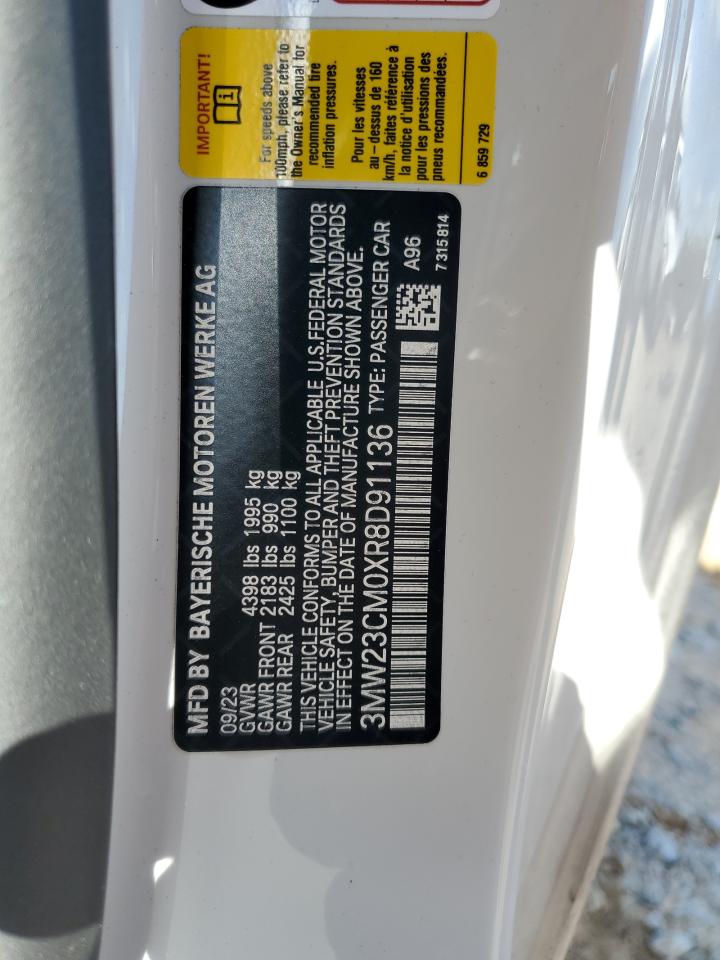 2024 BMW 230I VIN: 3MW23CM0XR8D91136 Lot: 56623815