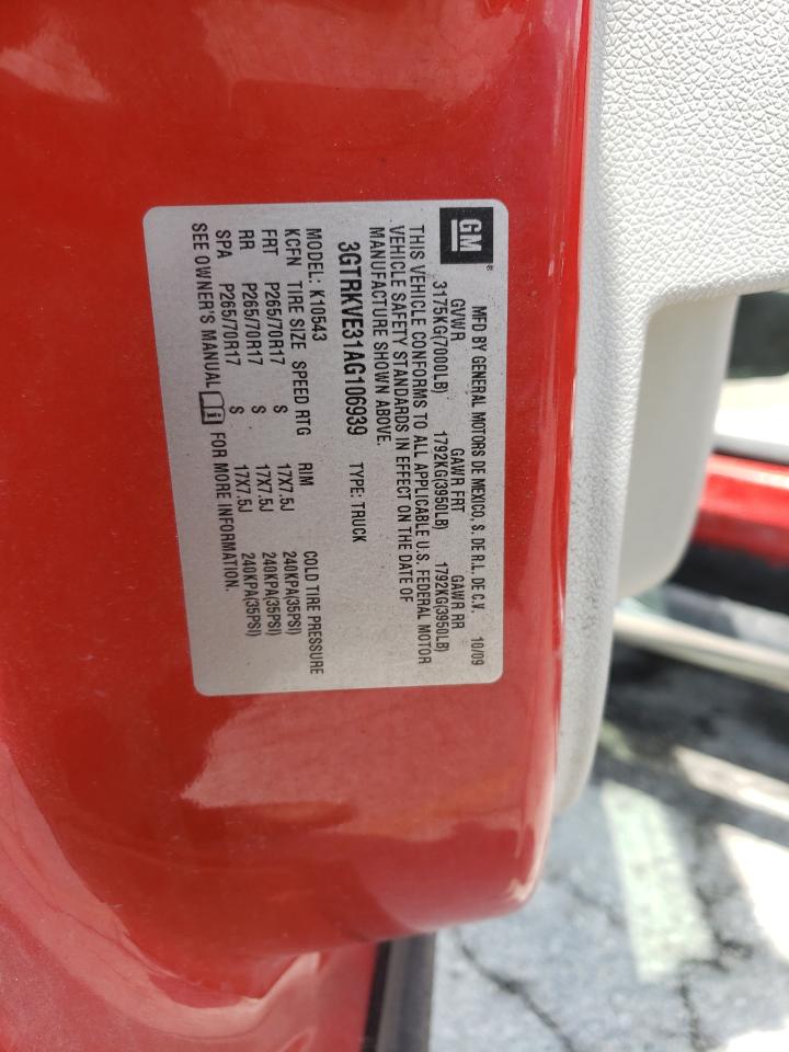 2010 GMC Sierra K1500 Sle VIN: 3GTRKVE31AG106939 Lot: 57156855