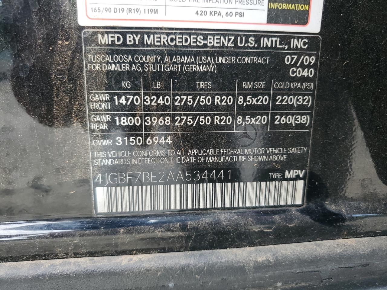 2010 Mercedes-Benz Gl 450 4Matic VIN: 4JGBF7BE2AA534441 Lot: 55479525