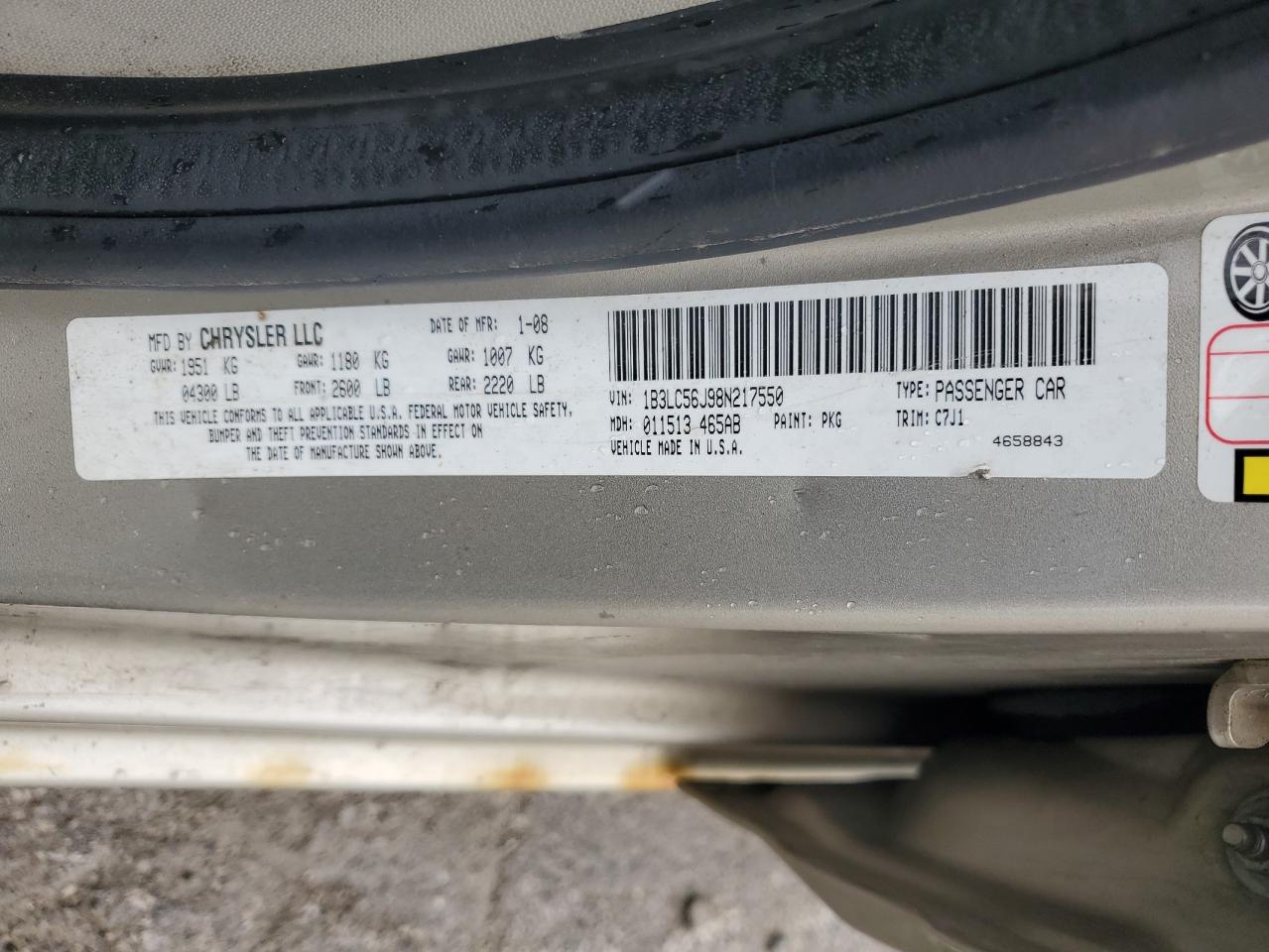 2008 Dodge Avenger Sxt VIN: 1B3LC56J98N217550 Lot: 56066755
