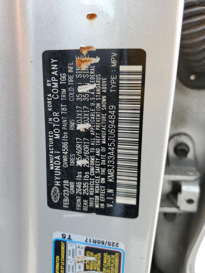 2018 Hyundai Tucson Sel VIN: KM8J33A45JU694849 Lot: 58267405