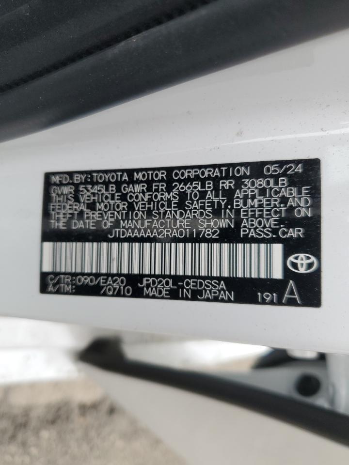 2024 Toyota Mirai Xle VIN: JTDAAAAA2RA011782 Lot: 56004025