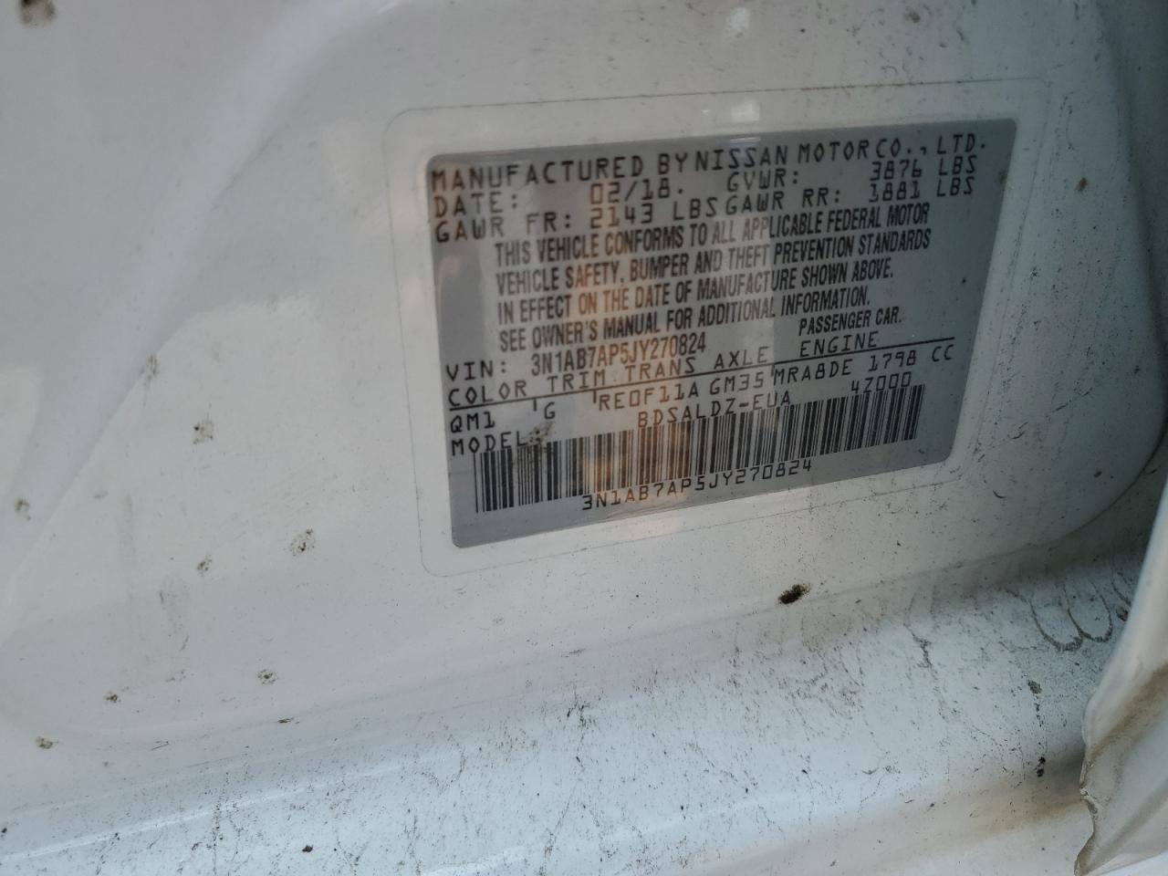 3N1AB7AP5JY270824 NISSAN SENTRA 2018