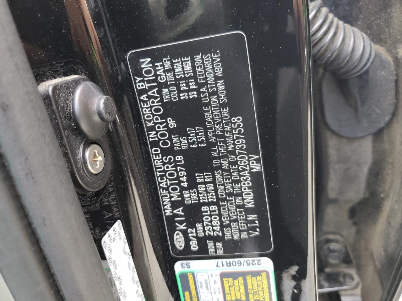 2013 Kia Sportage Base VIN: KNDPB3A26D7397558 Lot: 56654805
