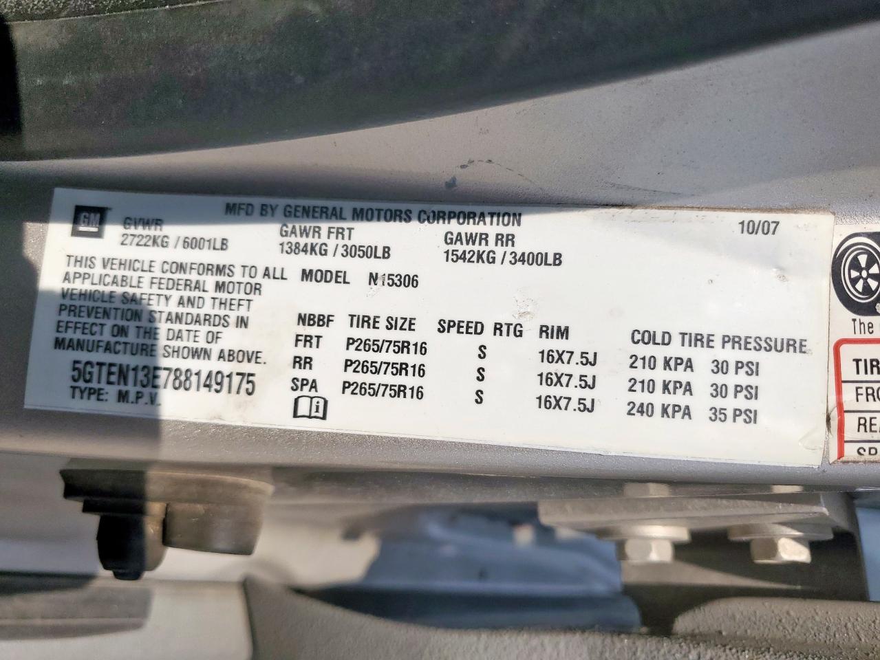 2008 Hummer H3 VIN: 5GTEN13E788149175 Lot: 57685845