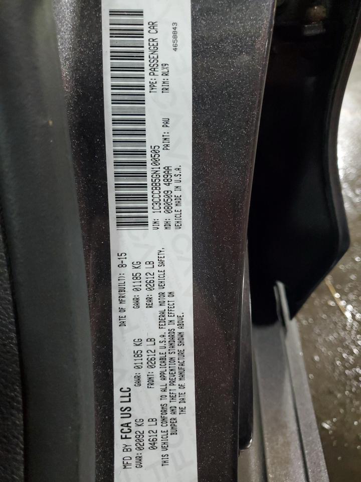 2016 Chrysler 200 S VIN: 1C3CCCBB5GN100505 Lot: 57074775