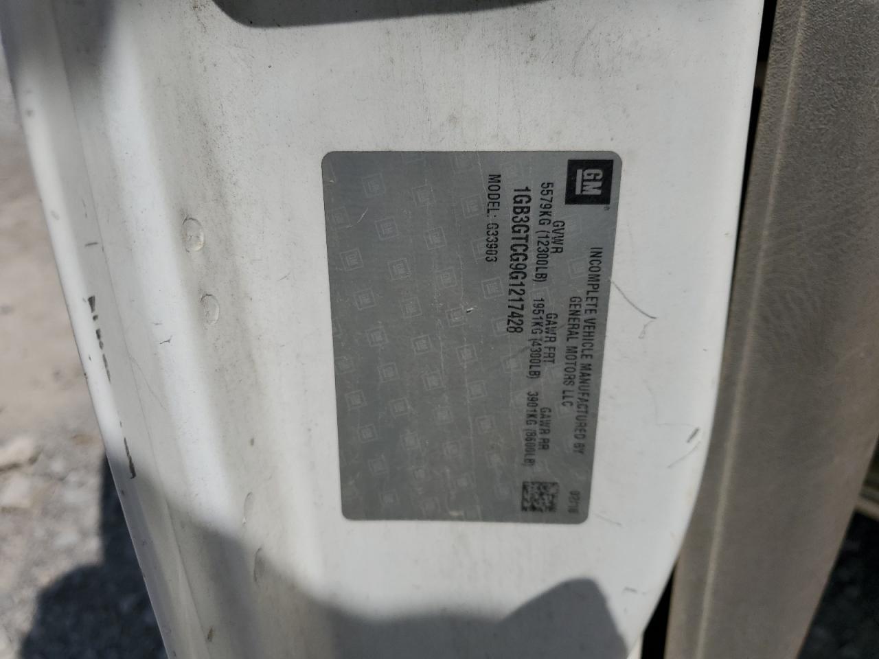 1GB3GTCG9G1217428 CHEVROLET EXPRESS 2016