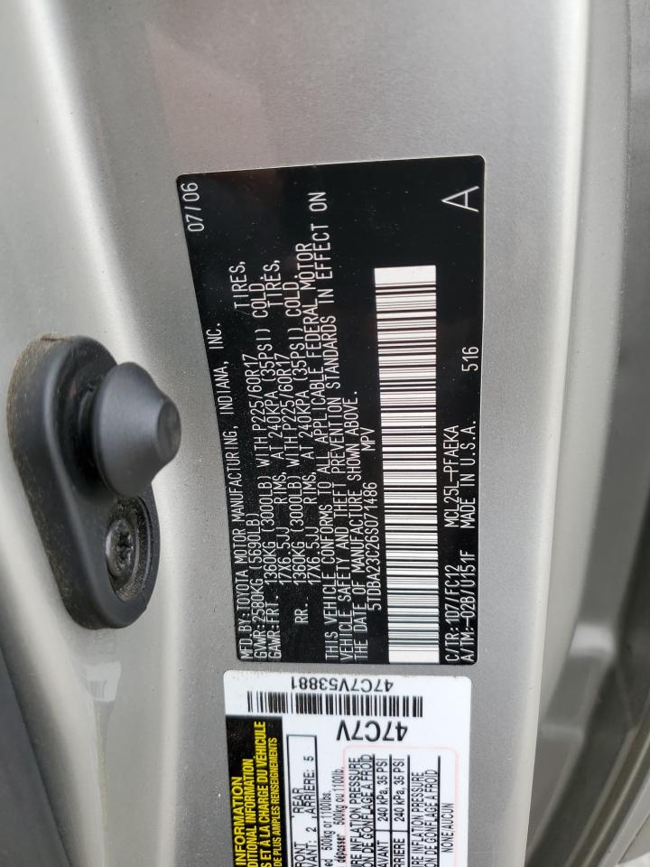2006 Toyota Sienna Le VIN: 5TDBA23C26S071486 Lot: 57137745