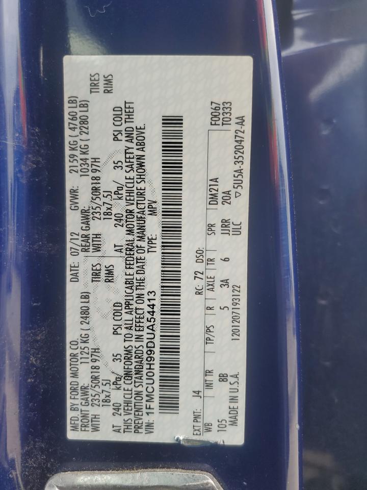 2013 Ford Escape Sel VIN: 1FMCU0H99DUA54413 Lot: 55253525
