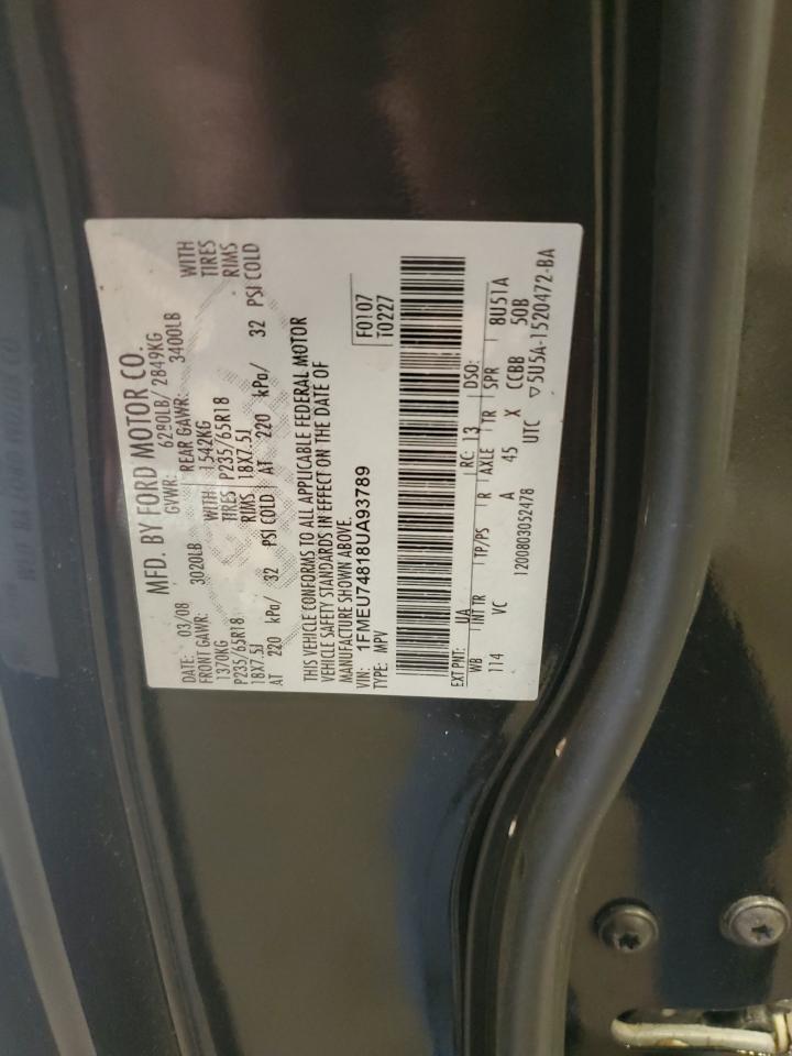 2008 Ford Explorer Eddie Bauer VIN: 1FMEU74818UA93789 Lot: 58397955