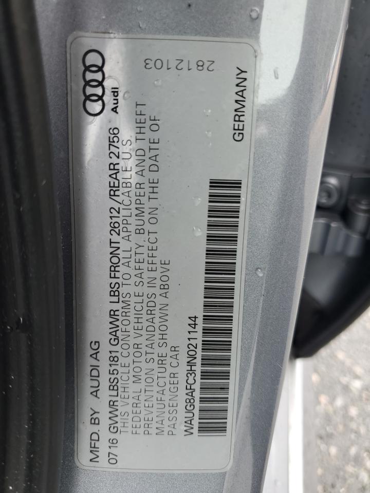 2017 Audi A6 Premium Plus VIN: WAUG8AFC3HN021144 Lot: 57134515