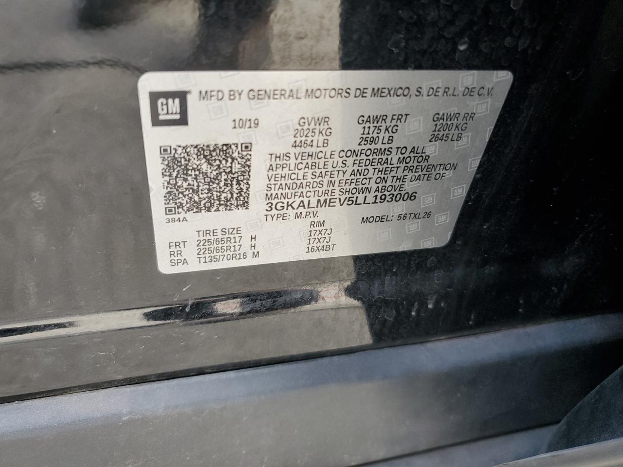 2020 GMC Terrain Sle VIN: 3GKALMEV5LL193006 Lot: 57060915