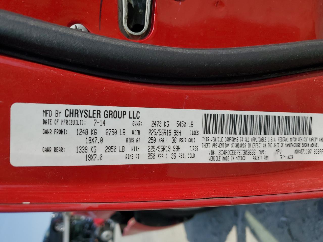 2014 Dodge Journey R/T VIN: 3C4PDCEG7ET303636 Lot: 56785815
