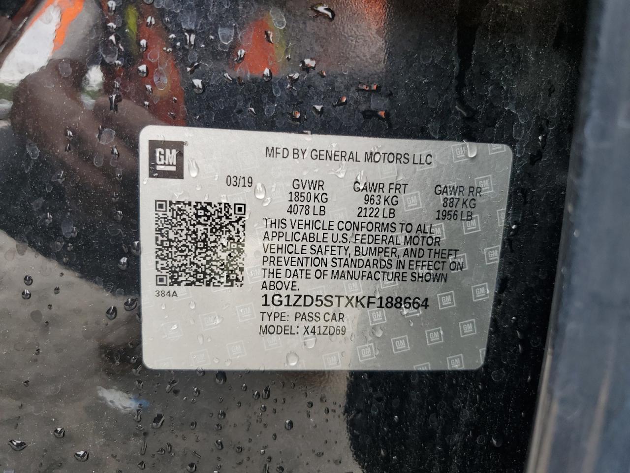 1G1ZD5STXKF188664 CHEVROLET MALIBU 2019