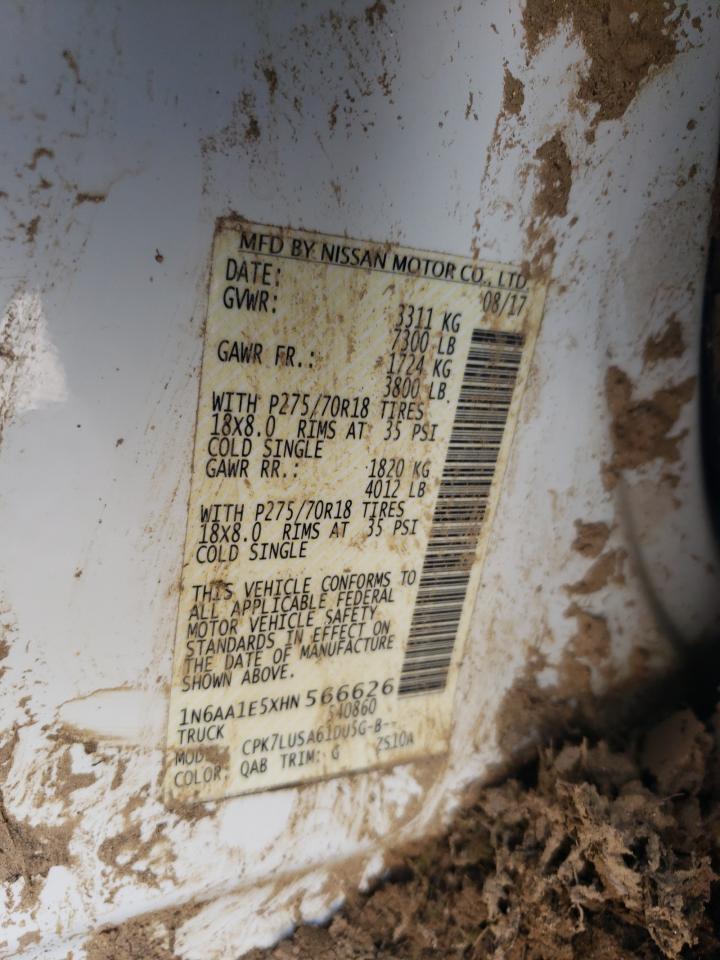 2017 Nissan Titan Sv VIN: 1N6AA1E5XHN566626 Lot: 55854255