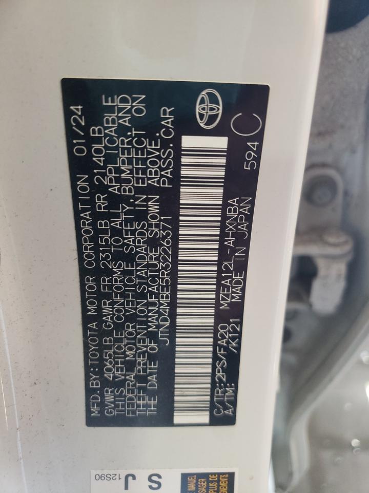 JTND4MBE5R3226371 TOYOTA COROLLA 2024