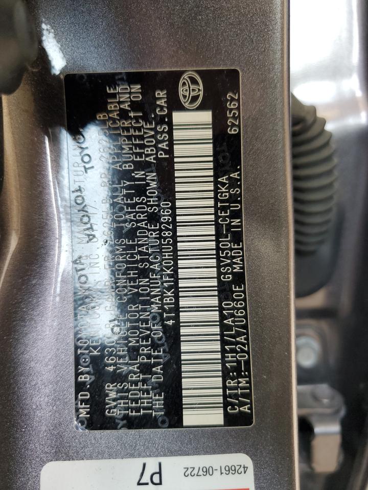 2017 Toyota Camry Xse VIN: 4T1BK1FK0HU582960 Lot: 56045065