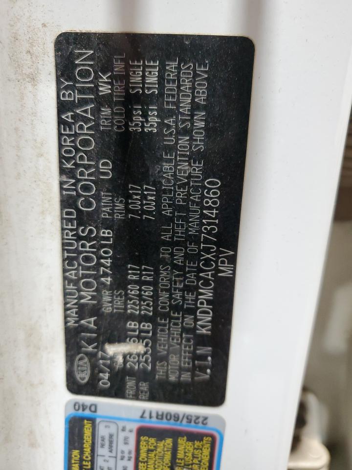 2018 Kia Sportage Lx VIN: KNDPMCACXJ7314860 Lot: 56388135