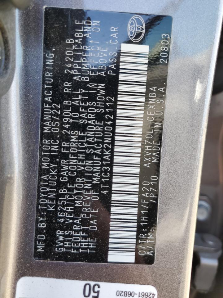 4T1C31AK2NU042112 TOYOTA CAMRY 2022