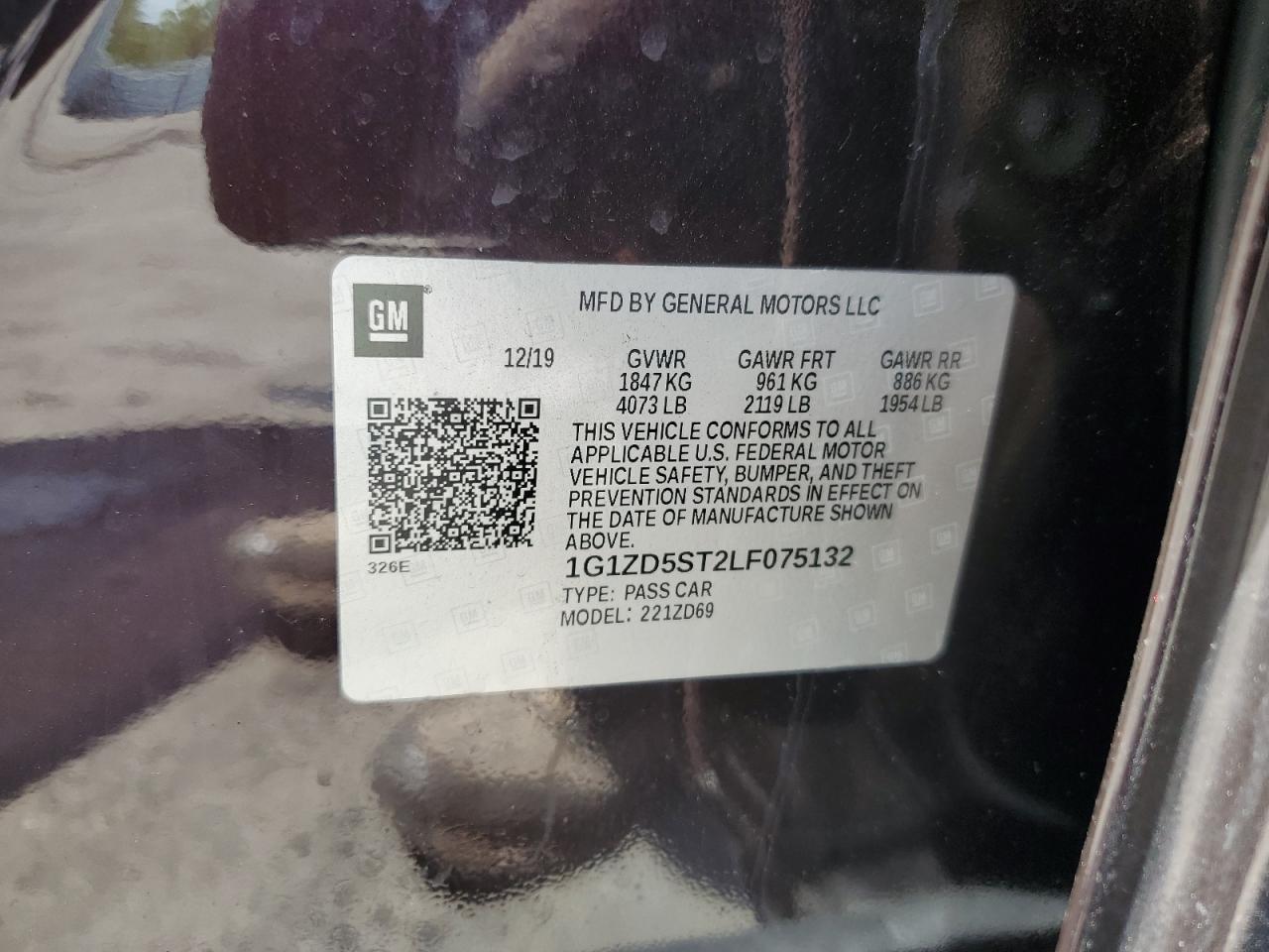 1G1ZD5ST2LF075132 CHEVROLET MALIBU 2020