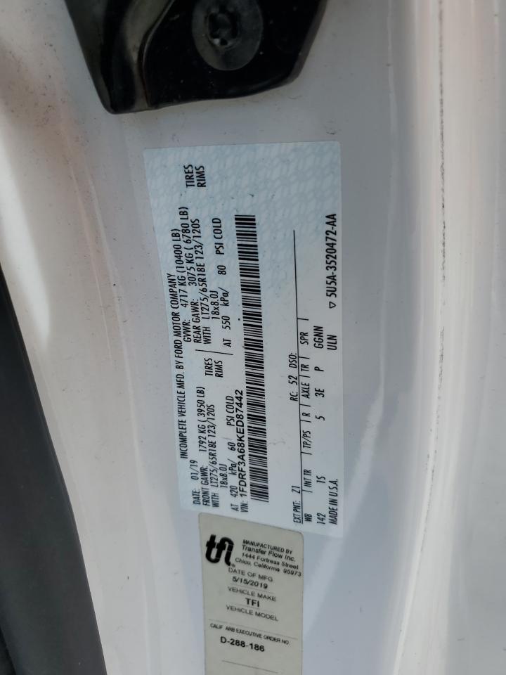 2019 Ford F350 Super Duty VIN: 1FDRF3A68KED87442 Lot: 55603485