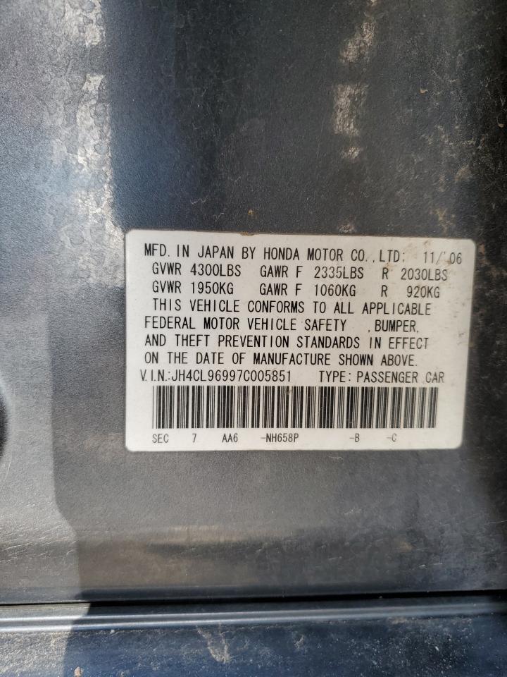 2007 Acura Tsx VIN: JH4CL96997C005851 Lot: 55530765