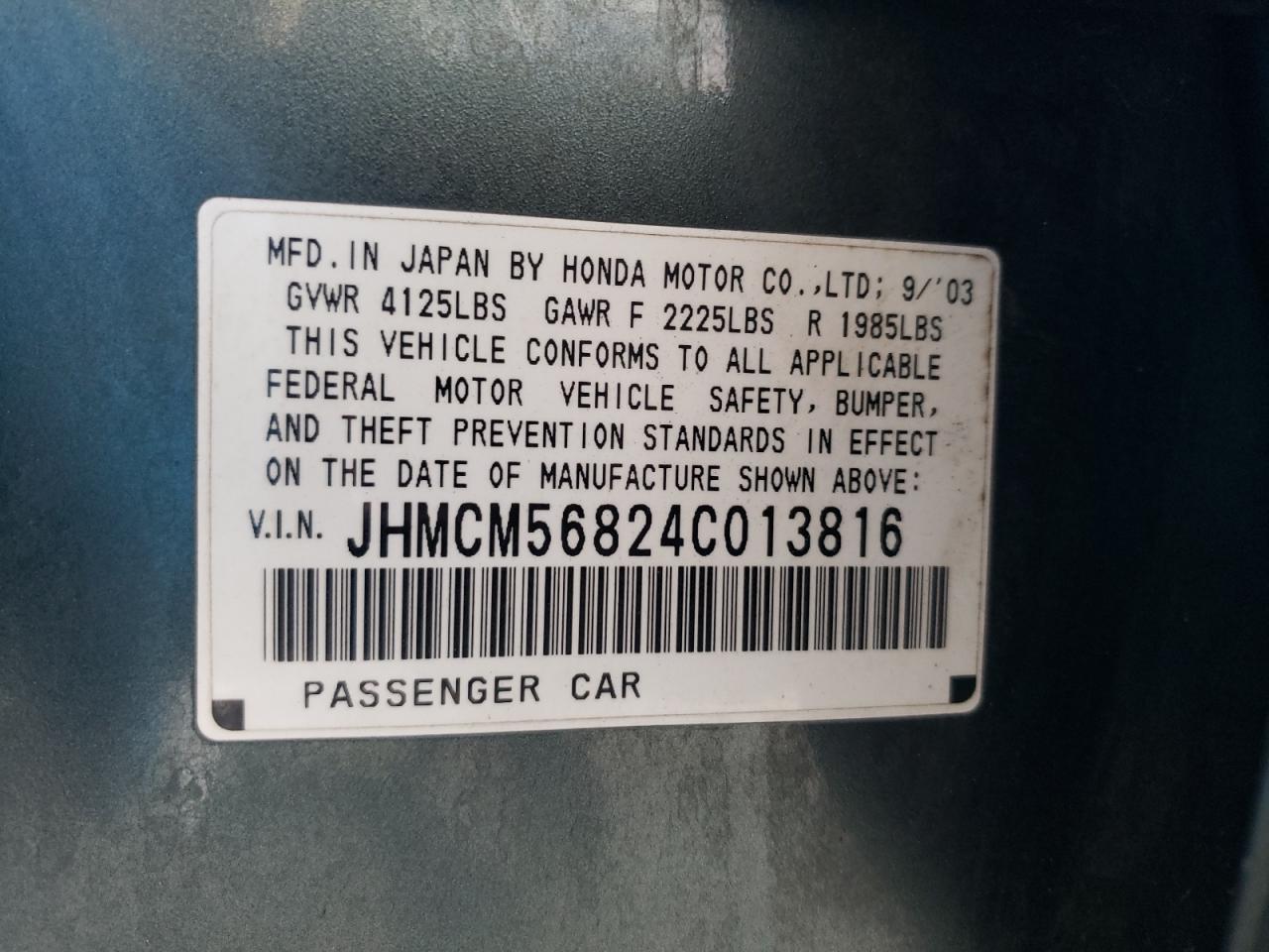 2004 Honda Accord Ex VIN: JHMCM56824C013816 Lot: 57063945