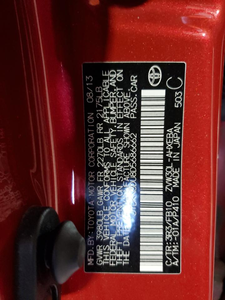 2013 Toyota Prius VIN: JTDKN3DU8D5686662 Lot: 56664845