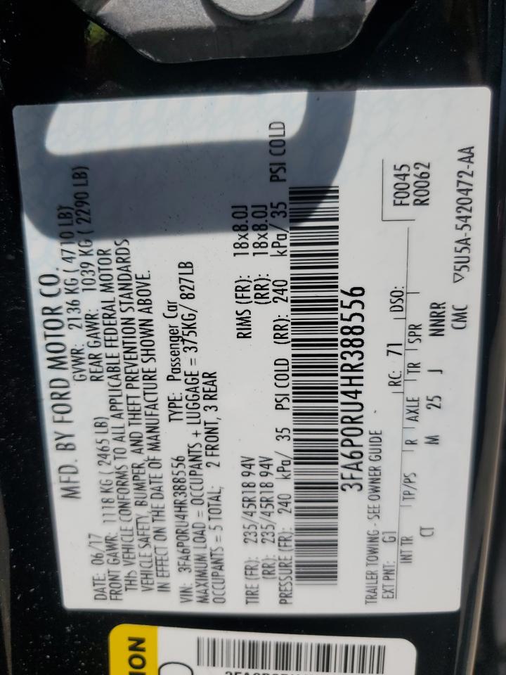 3FA6P0RU4HR388556 FORD FUSION 2017