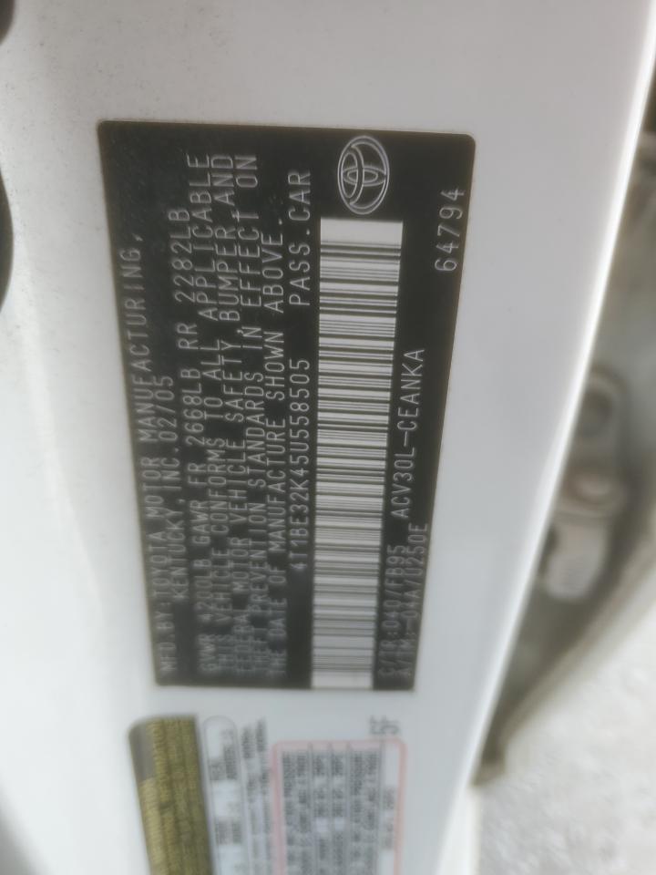 2005 Toyota Camry Le VIN: 4T1BE32K45U558505 Lot: 55975985