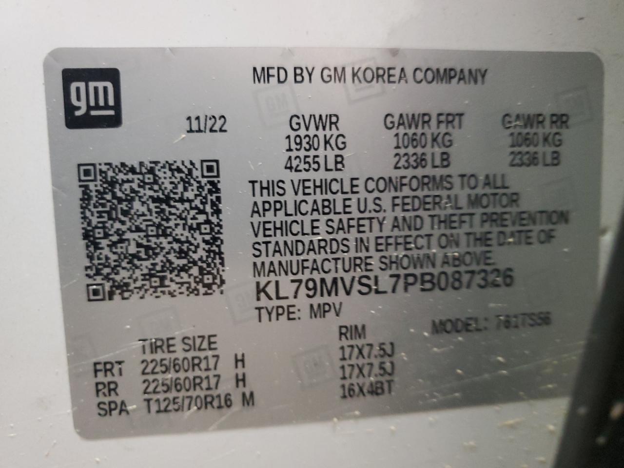 KL79MVSL7PB087326 CHEVROLET TRAILBLZR 2023
