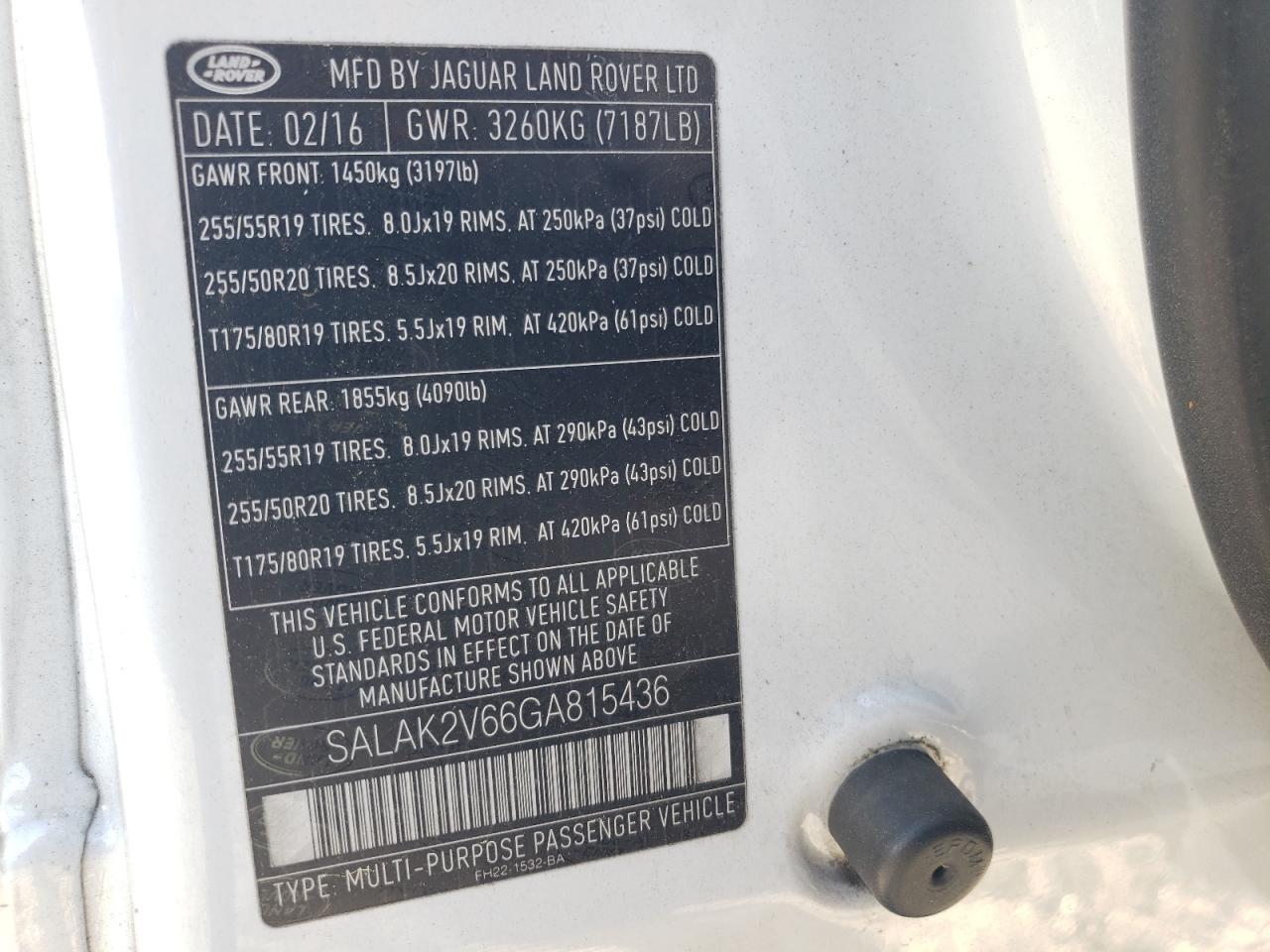 2016 Land Rover Lr4 Hse Luxury VIN: SALAK2V66GA815436 Lot: 56035285
