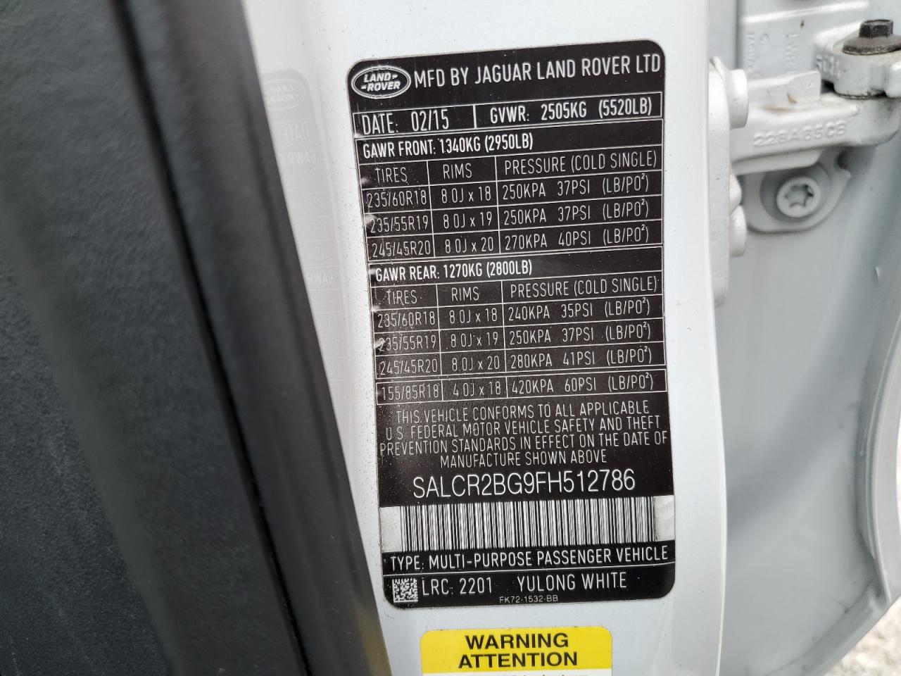 2015 Land Rover Discovery Sport Hse VIN: SALCR2BG9FH512786 Lot: 58385685