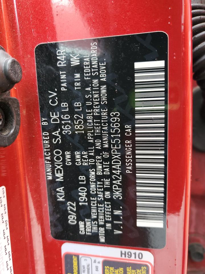 2023 Kia Rio Lx VIN: 3KPA24ADXPE515693 Lot: 55849595
