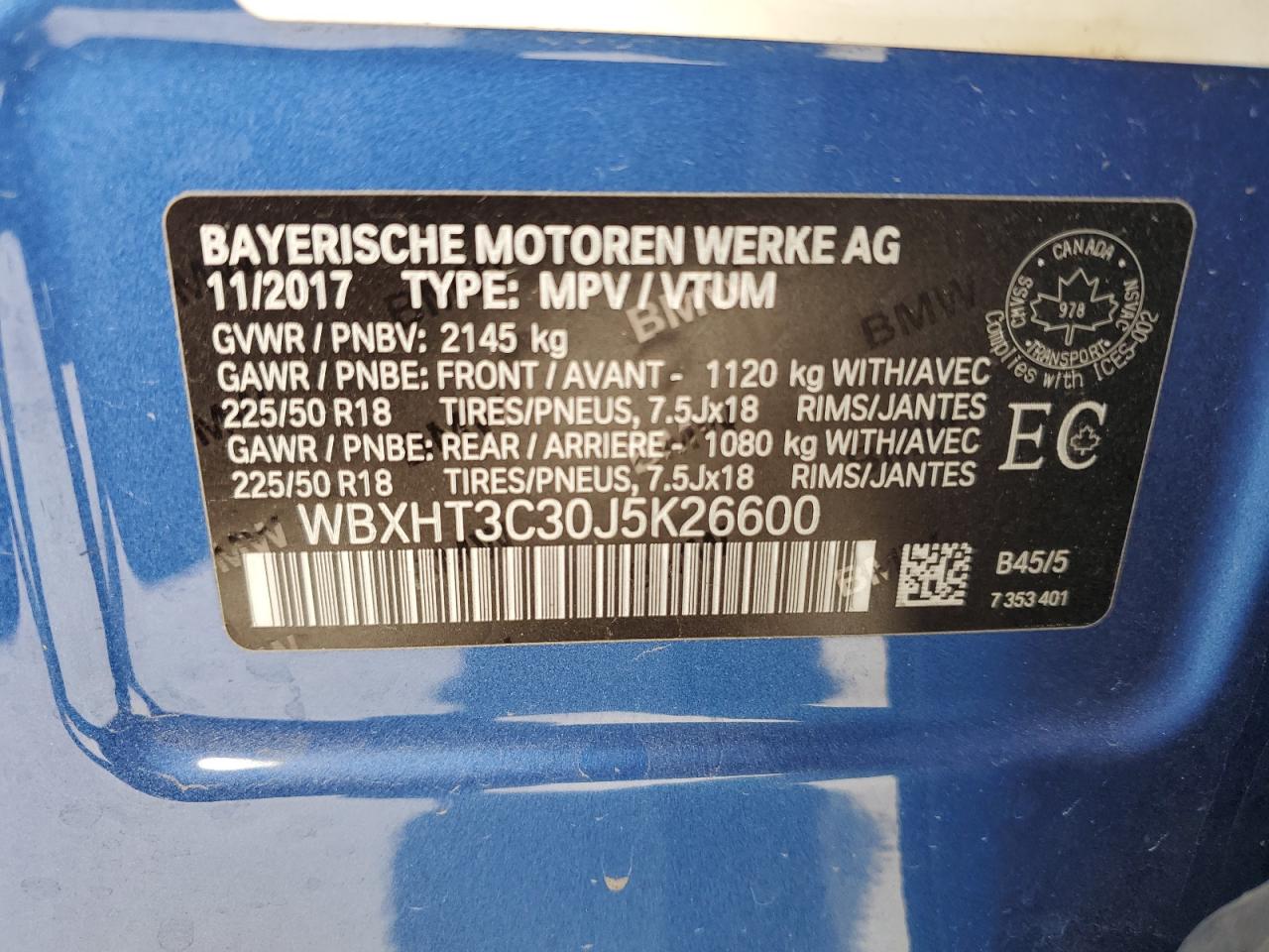 2018 BMW X1 xDrive28I VIN: WBXHT3C30J5K26600 Lot: 56638025