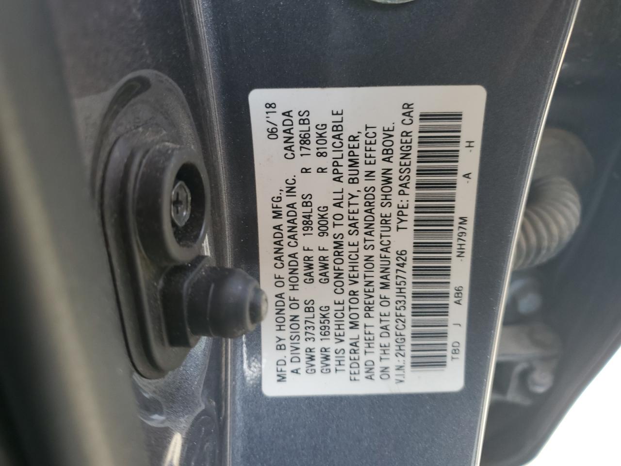 2HGFC2F53JH577426 HONDA CIVIC 2018