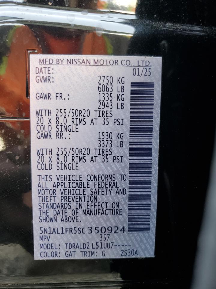 2025 Infiniti Qx60 Luxe VIN: 5N1AL1FR5SC350924 Lot: 56990735