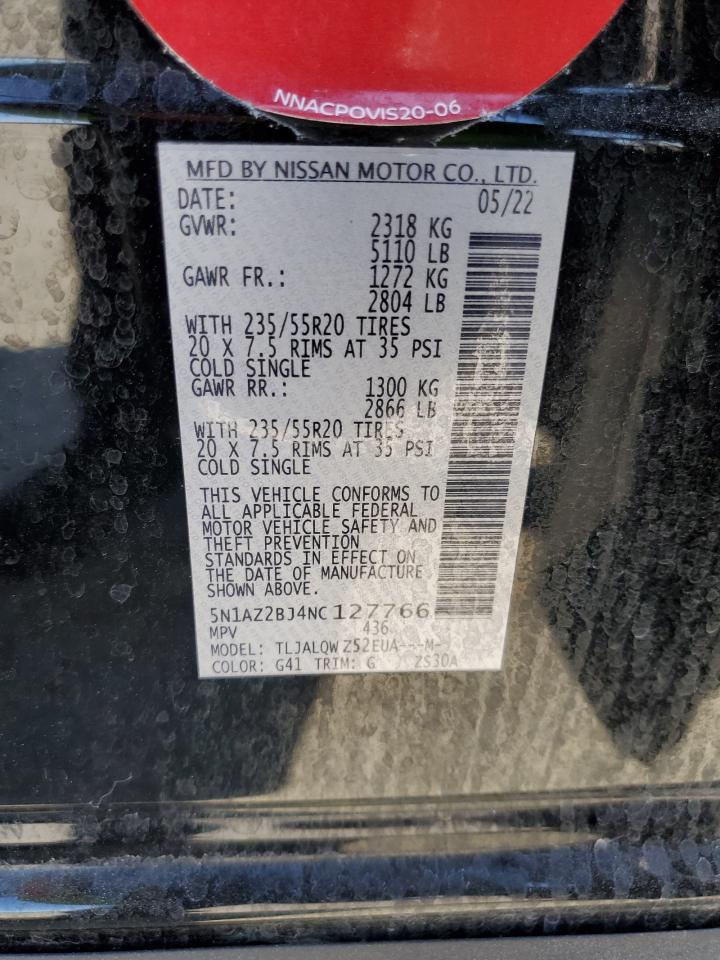 5N1AZ2BJ4NC127766 NISSAN MURANO 2022