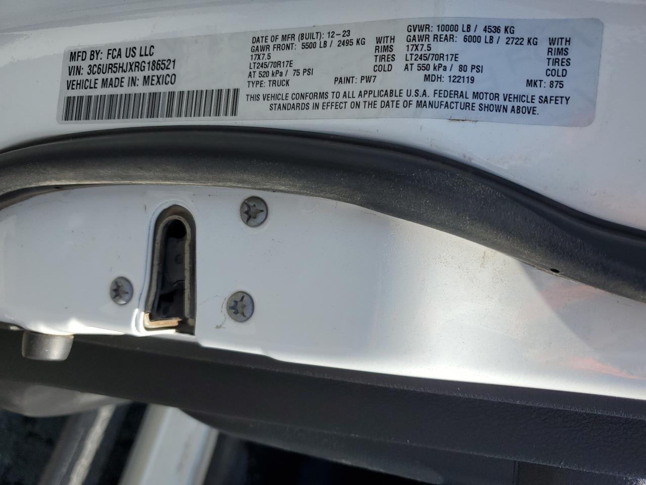 2024 Ram 2500 Tradesman VIN: 3C6UR5HJXRG186521 Lot: 57114745