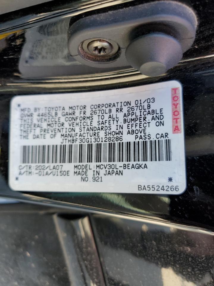 2003 Lexus Es 300 VIN: JTHBF30G130128286 Lot: 56738375