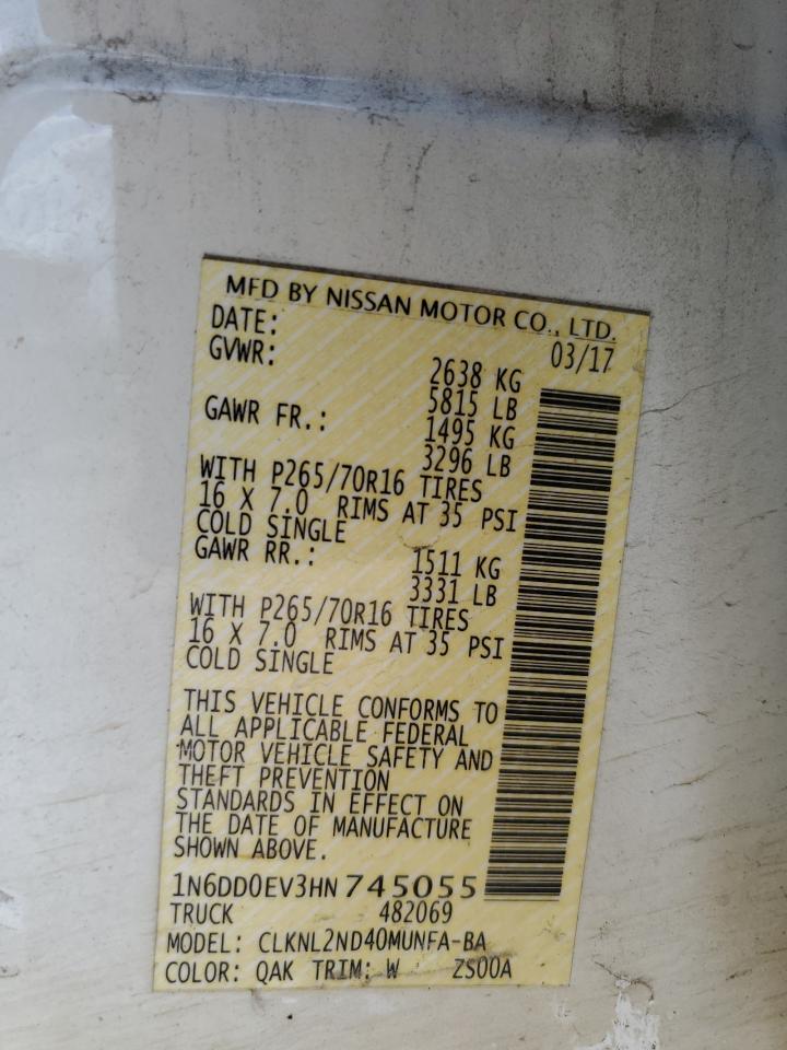 1N6DD0EV3HN745055 NISSAN FRONTIER 2017