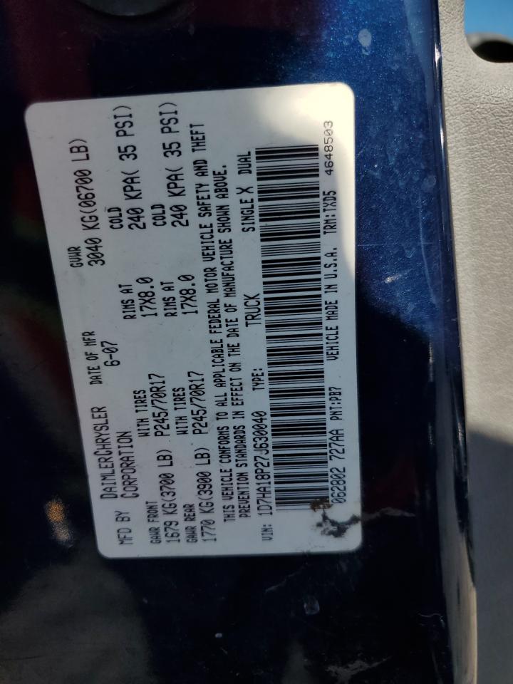2007 Dodge Ram 1500 St VIN: 1D7HA18P27J630040 Lot: 56544105