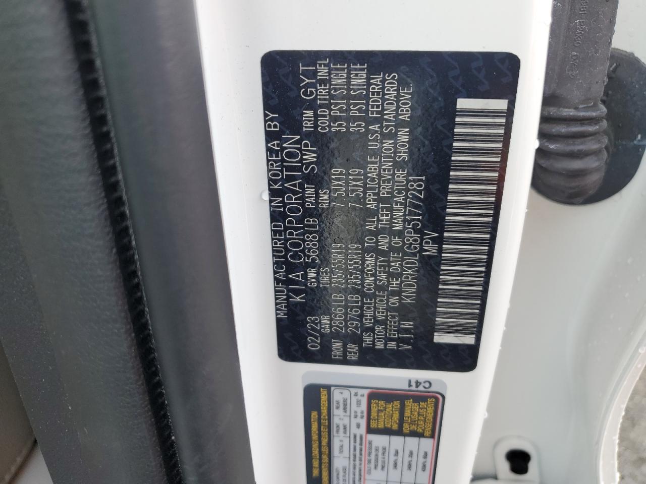 2023 Kia Sorento Sxp VIN: KNDRKDLG8P5177281 Lot: 56393575
